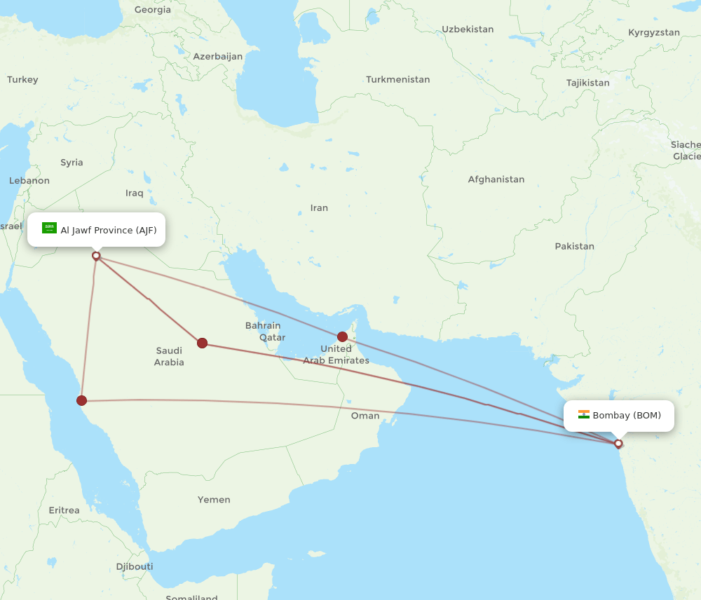 AJF-BOM flight routes