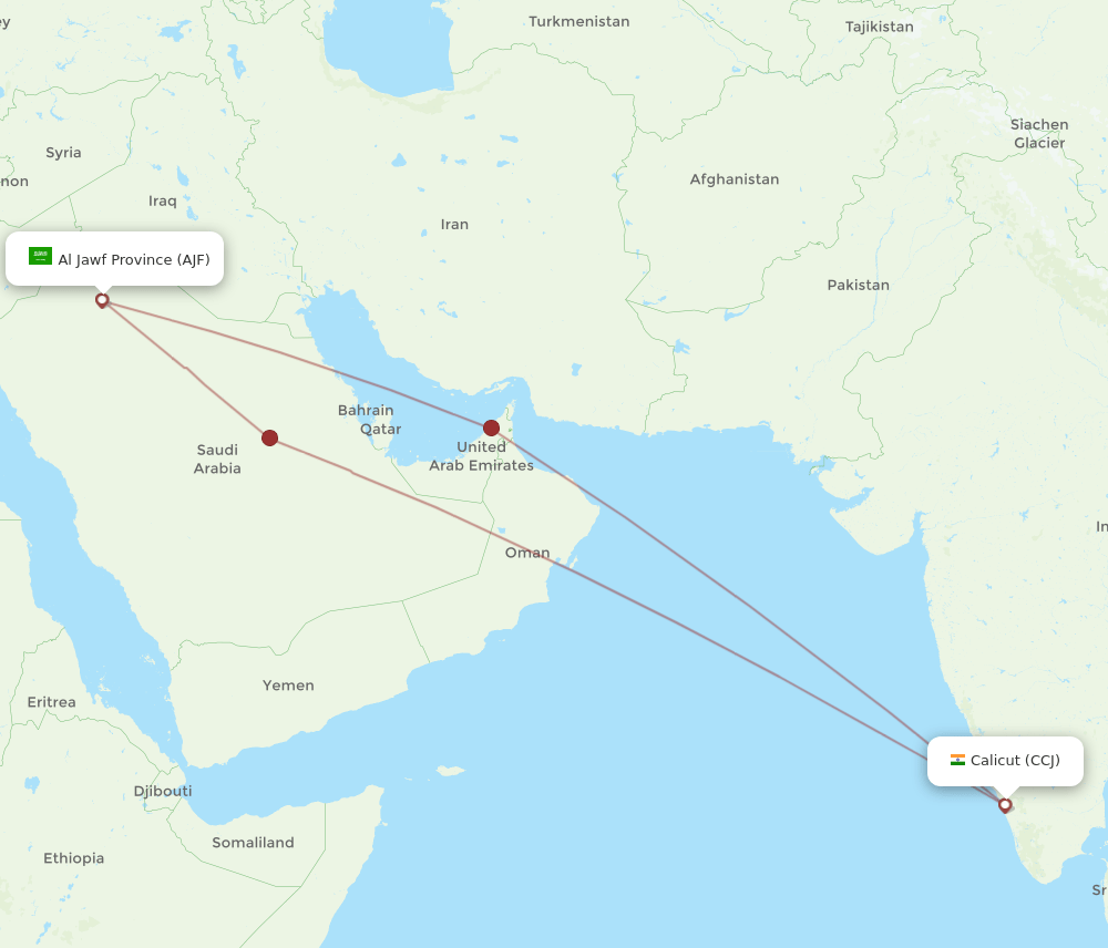 AJF-CCJ flight routes