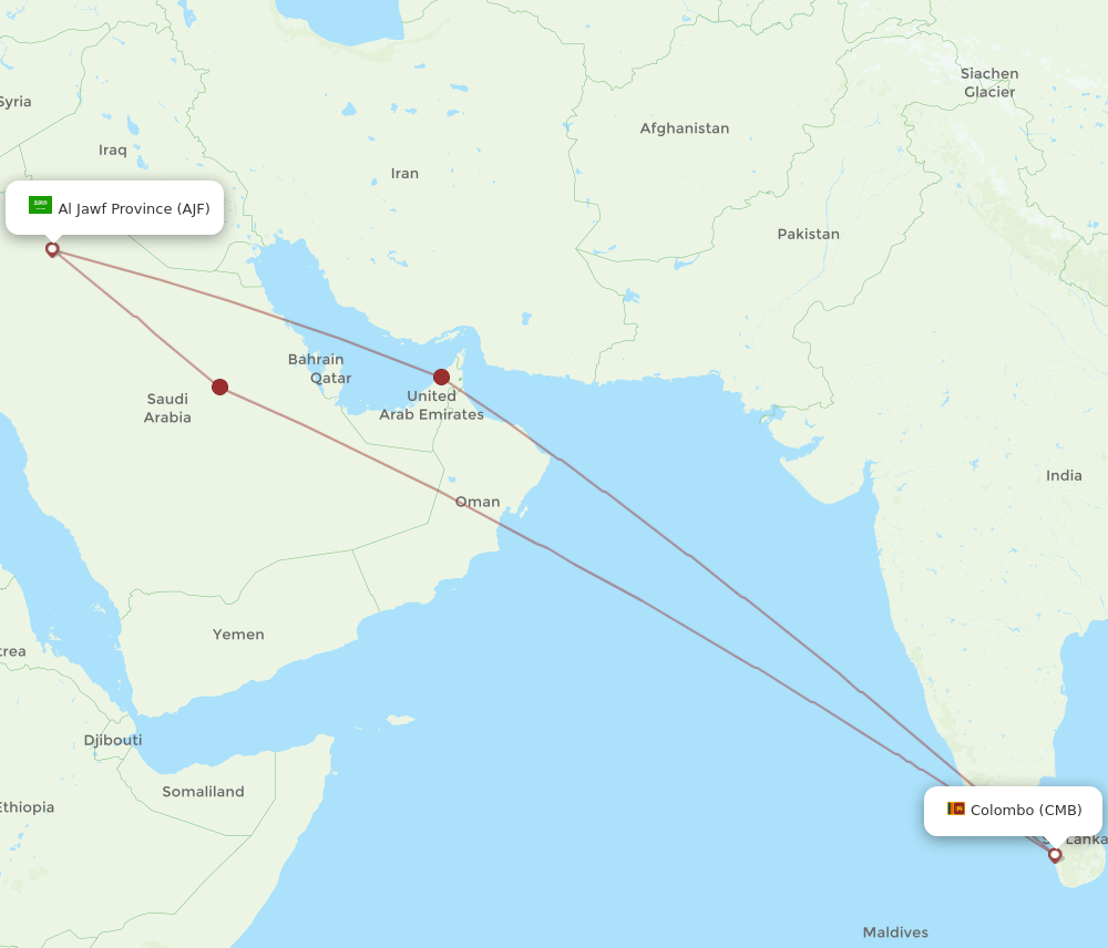 AJF-CMB flight routes