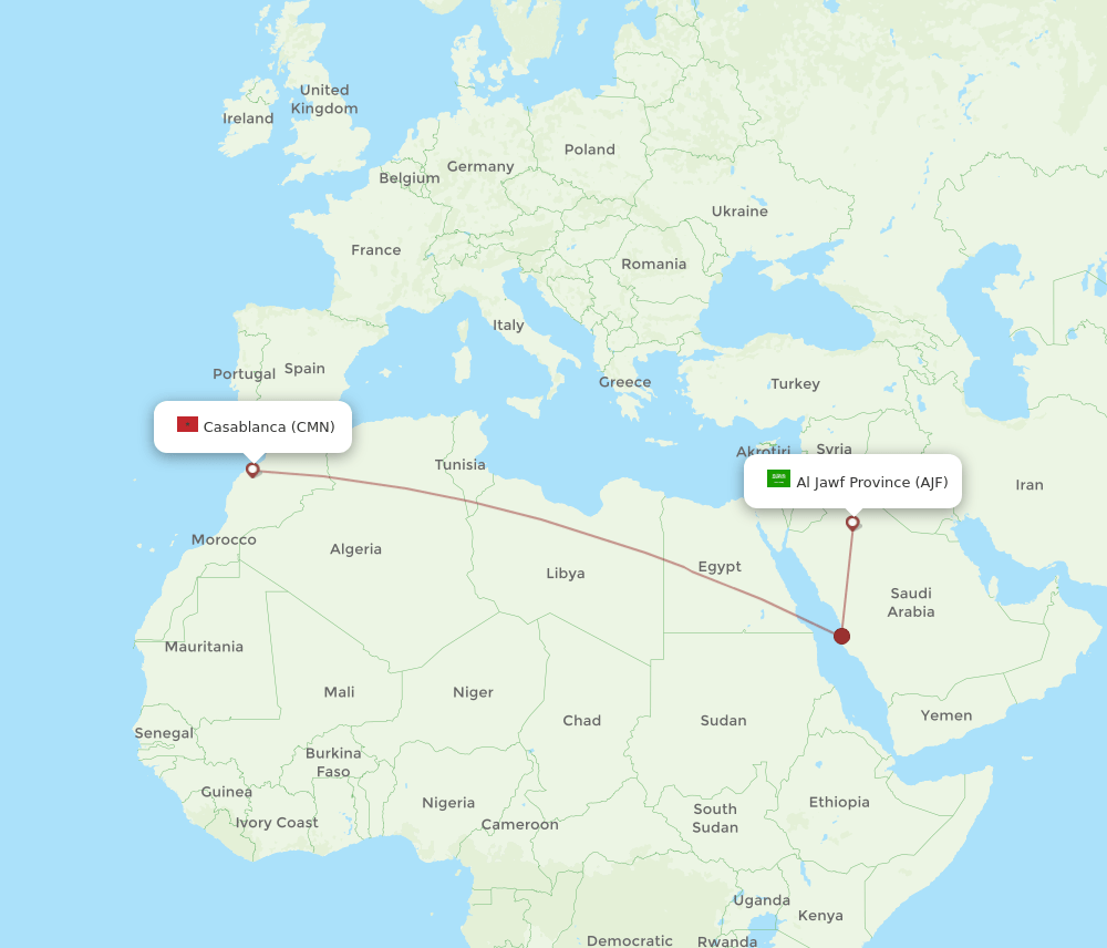 AJF-CMN flight routes