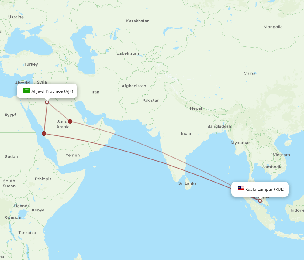 AJF-KUL flight routes