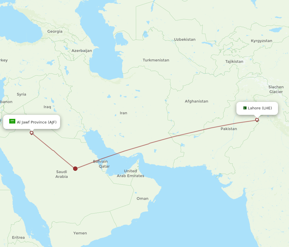 AJF-LHE flight routes