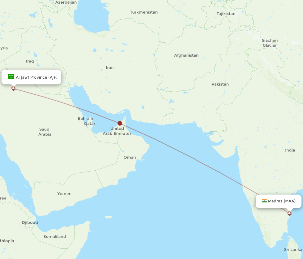 AJF to MAA flights and routes map