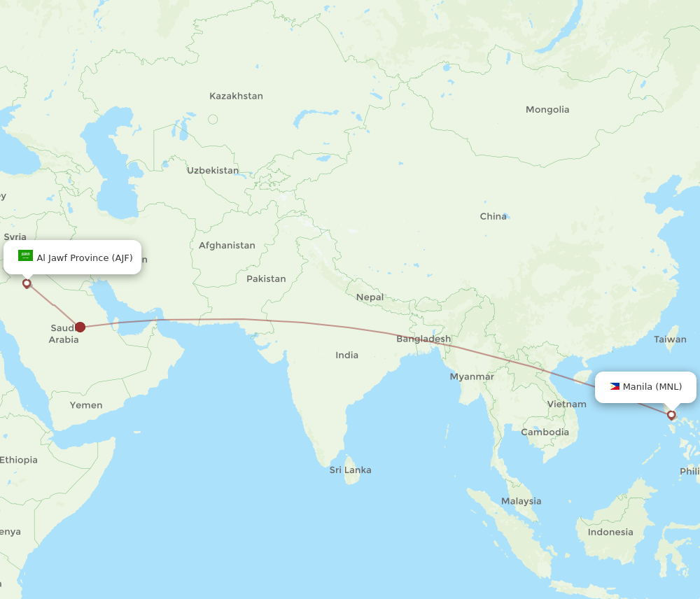 AJF-MNL flight routes