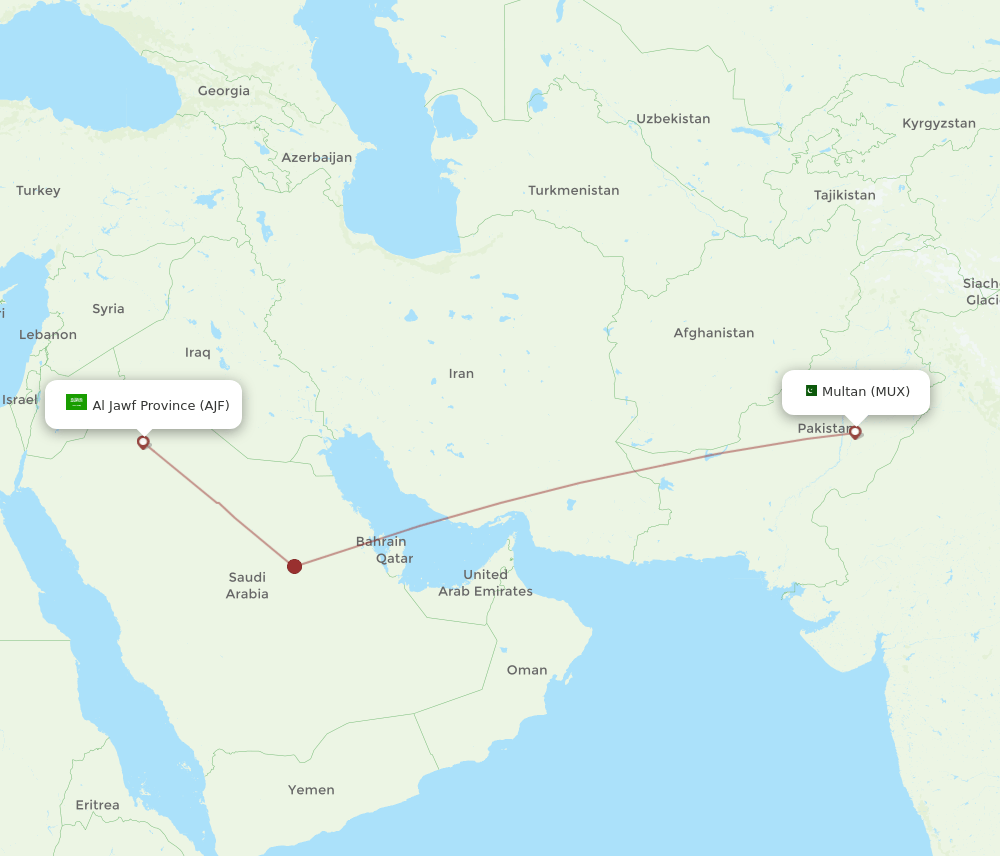 AJF to MUX flights and routes map