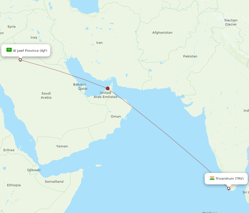 AJF-TRV flight routes
