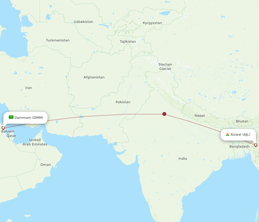 AJL-DMM flight routes