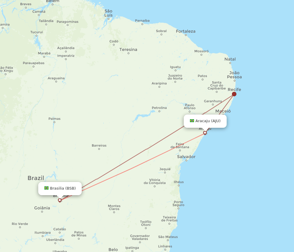 AJU-BSB flight routes