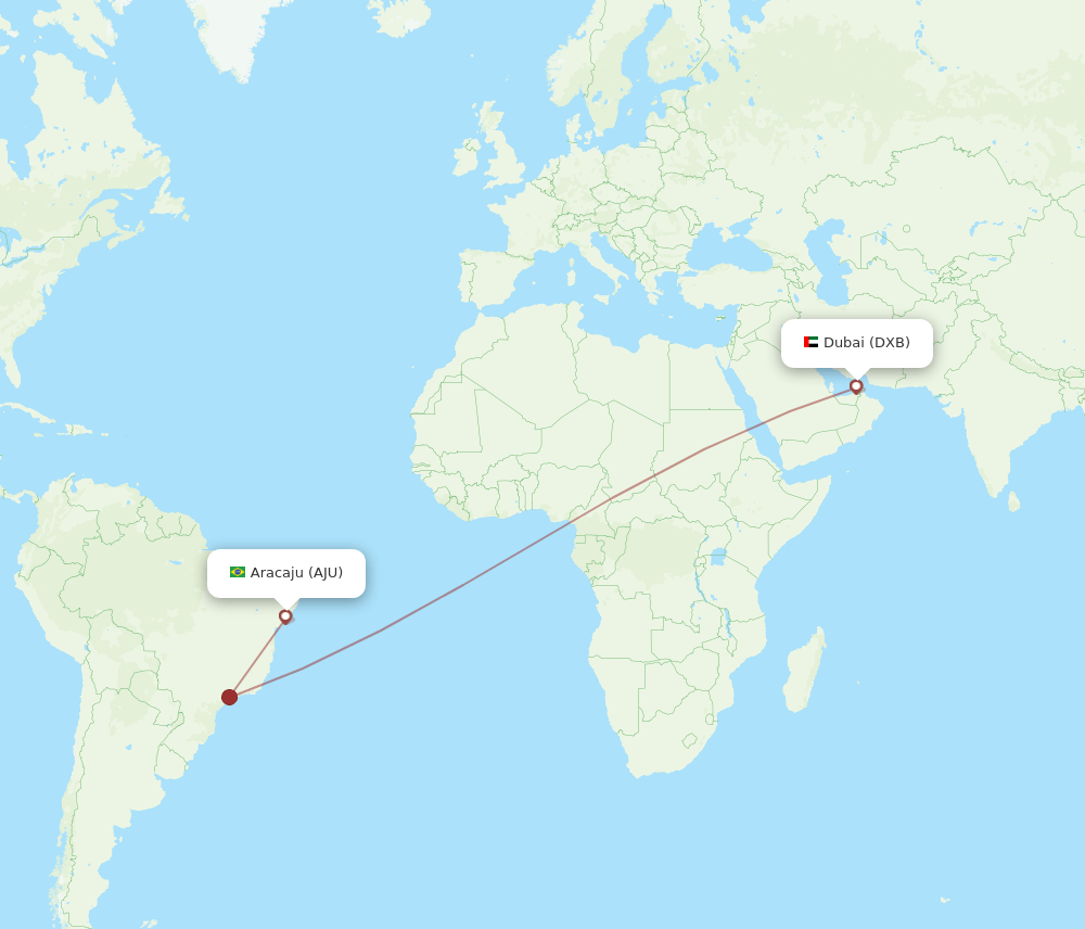 DXB to AJU flights and routes map