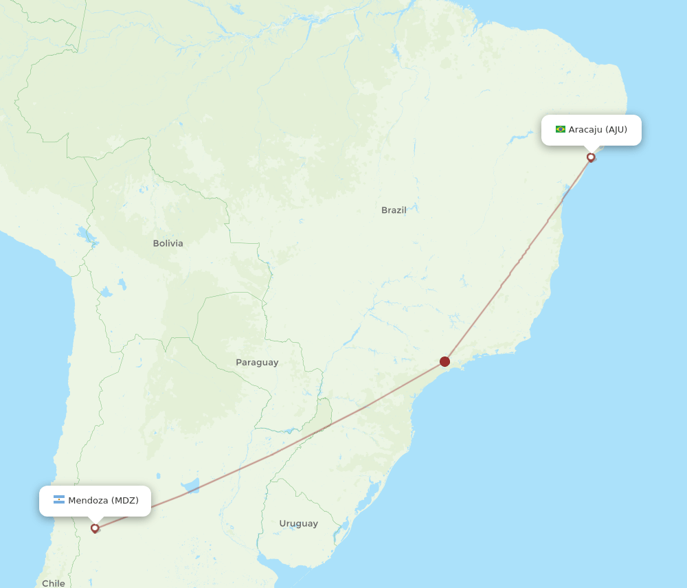 Mendoza - Aracaju route map and flight paths