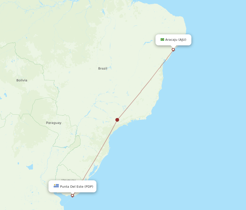 Punta Del Este - Aracaju route map and flight paths