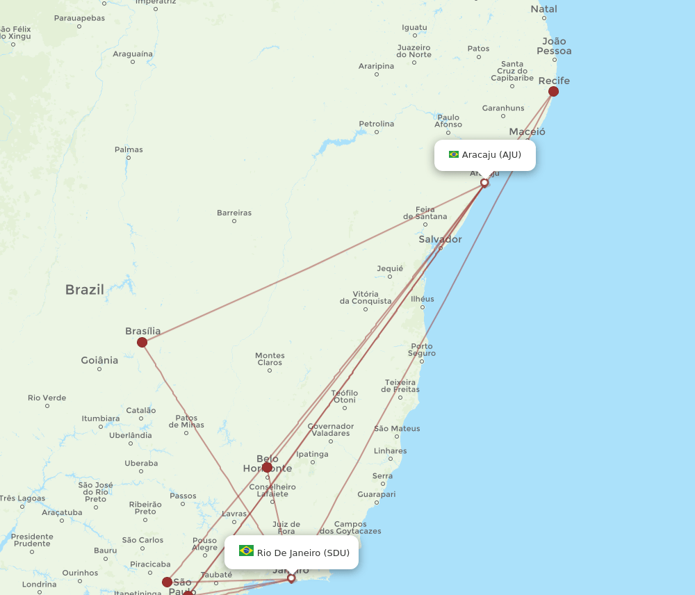 AJU-SDU flight routes