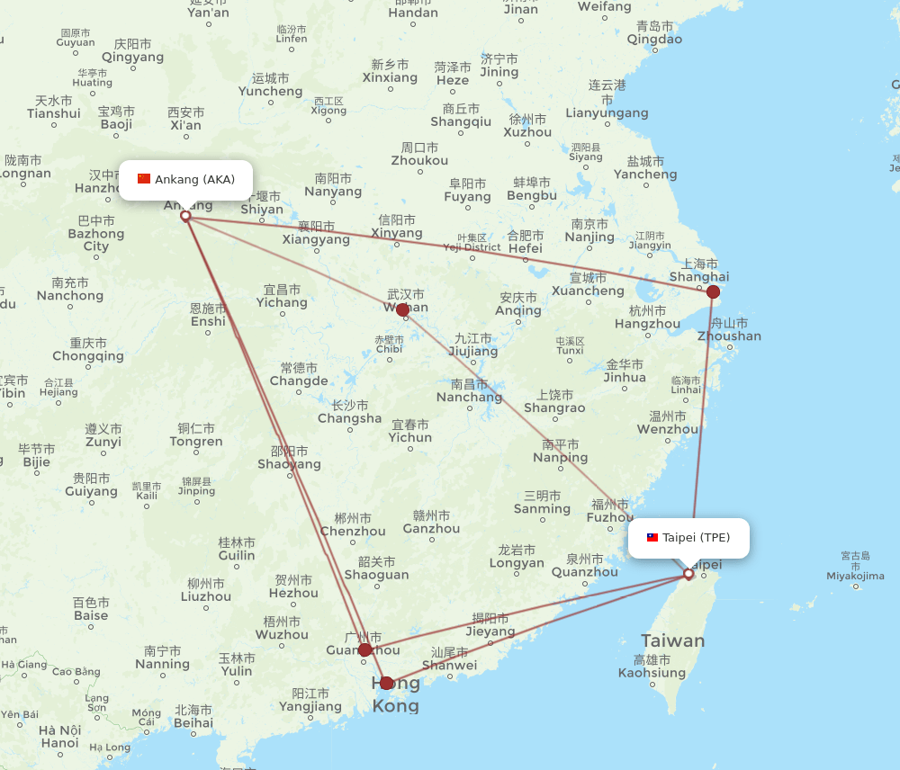 AKA-TPE flight routes
