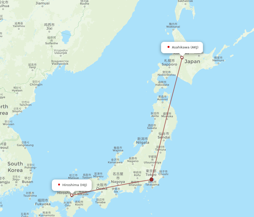 AKJ-HIJ flight routes