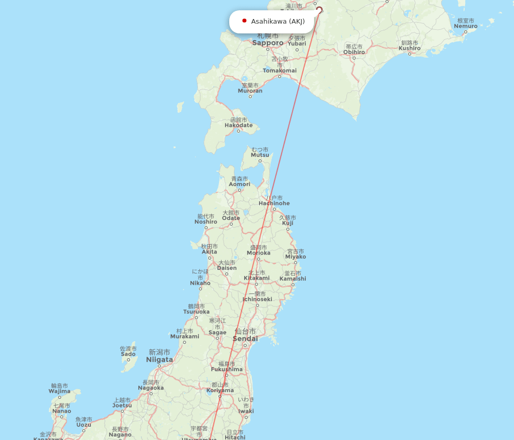 AKJ-HND flight routes