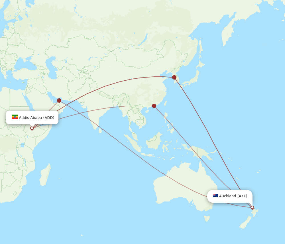AKL to ADD flights and routes map