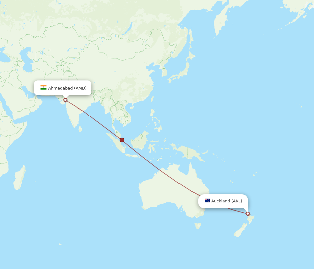 AKL-AMD flight routes