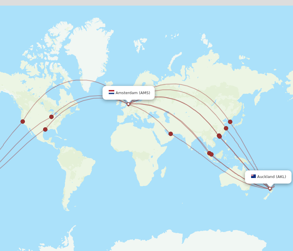 AKL-AMS flight routes