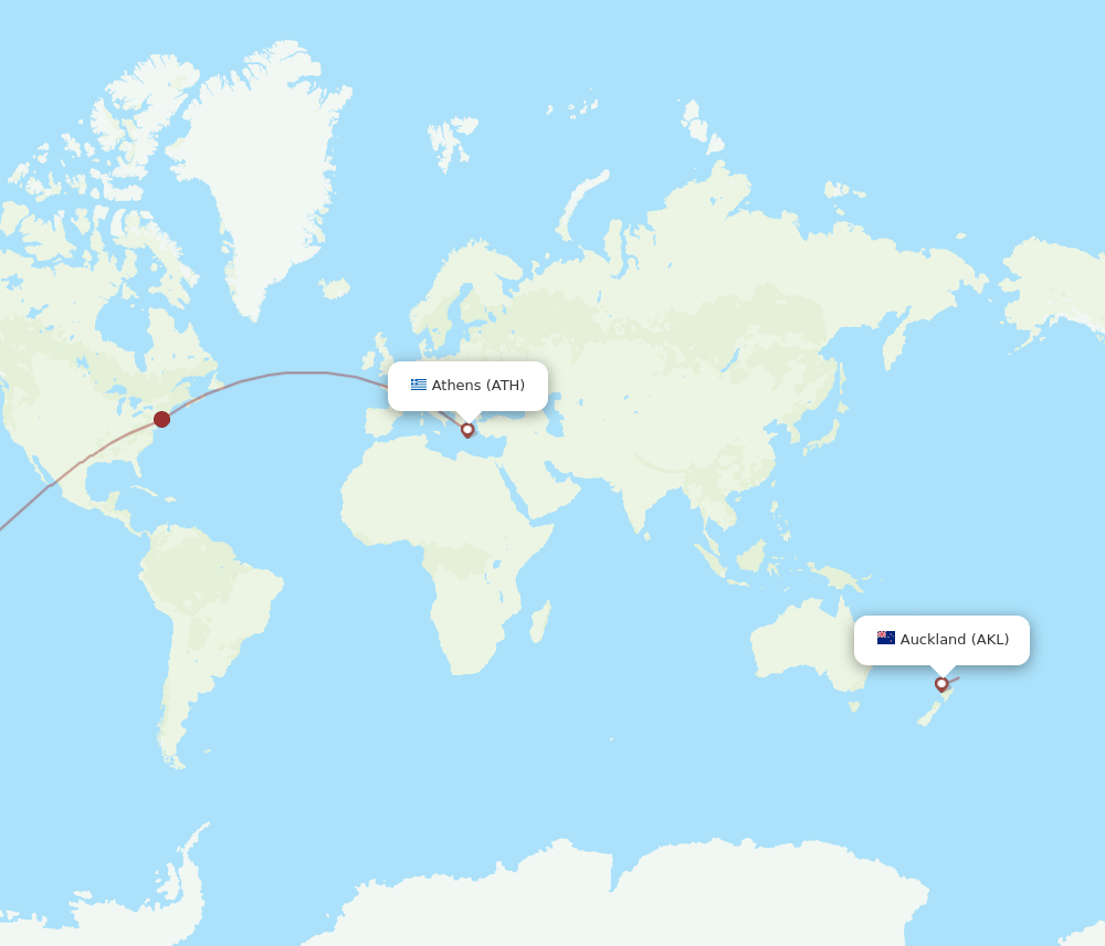 AKL to ATH flights and routes map