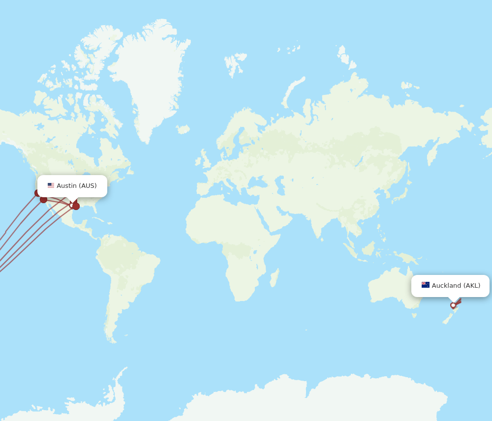 AKL-AUS flight routes