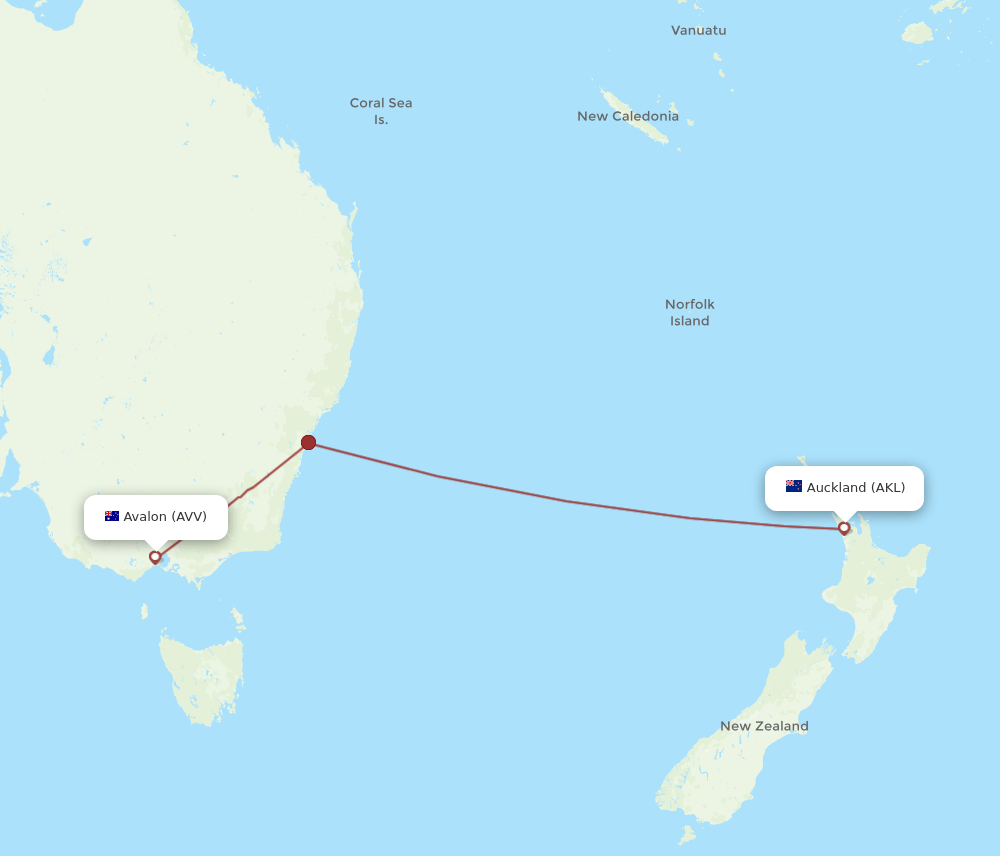 AKL-AVV flight routes