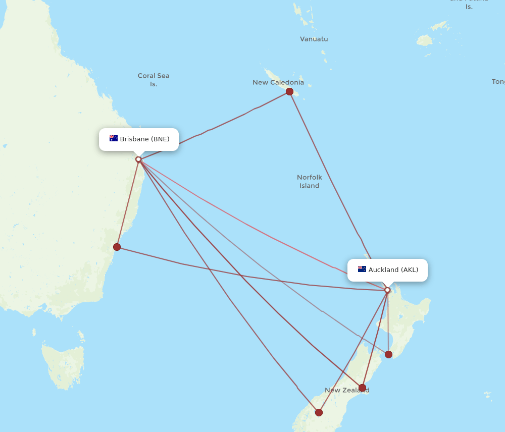 AKL-BNE flight routes