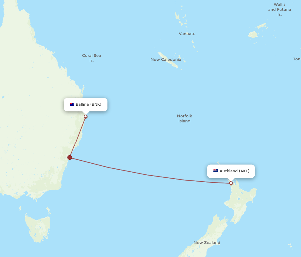 AKL-BNK flight routes