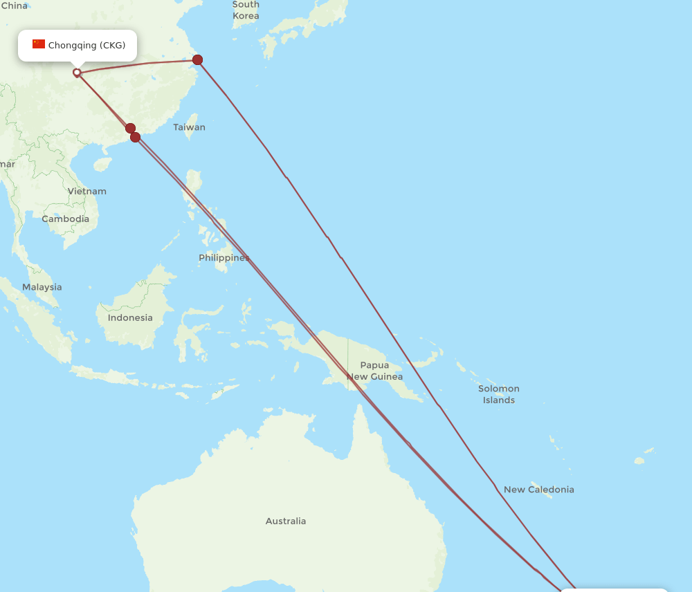 AKL-CKG flight routes