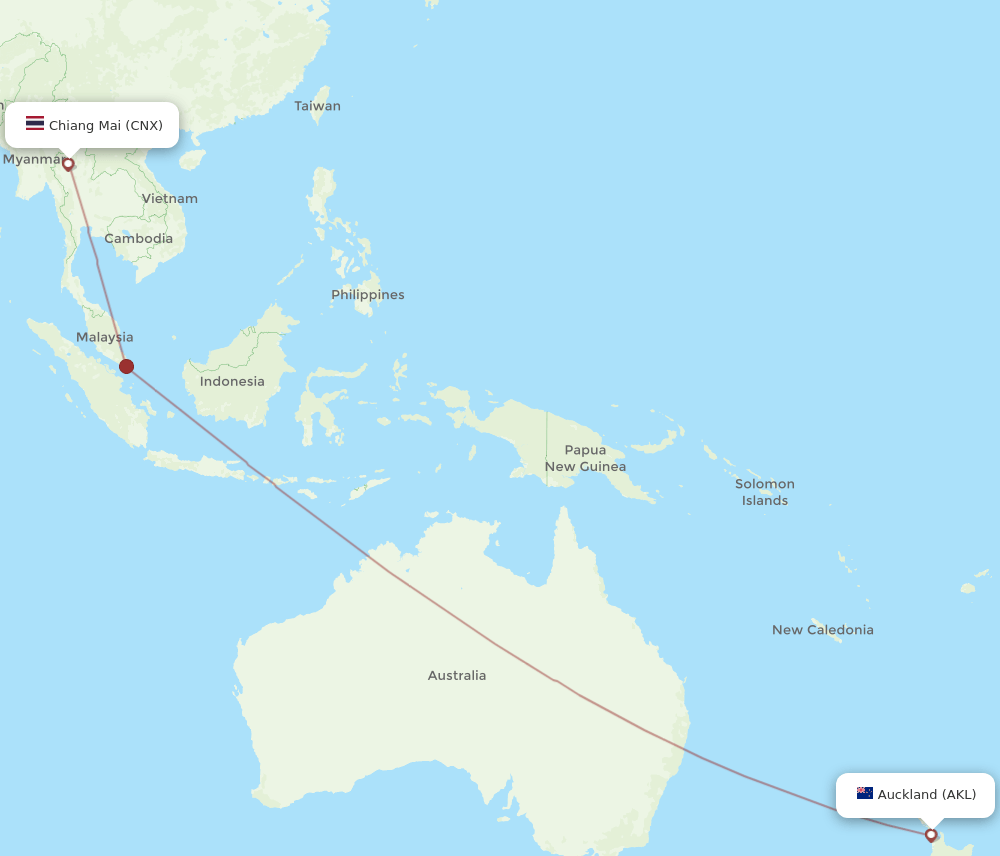 AKL-CNX flight routes