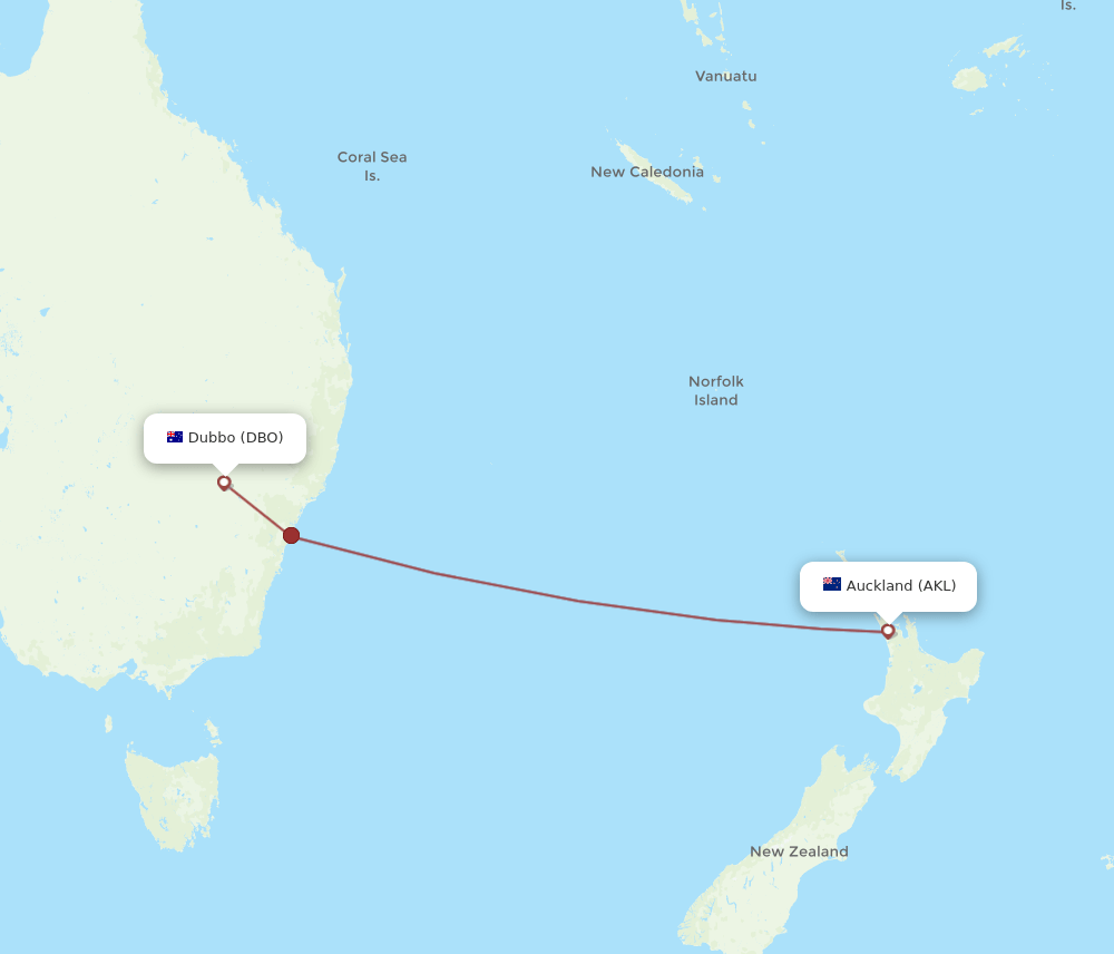 AKL-DBO flight routes