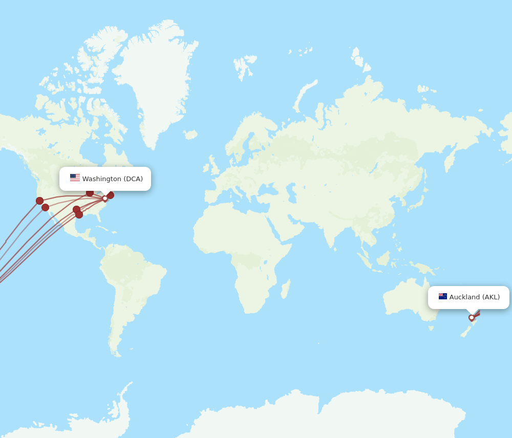 AKL-DCA flight routes