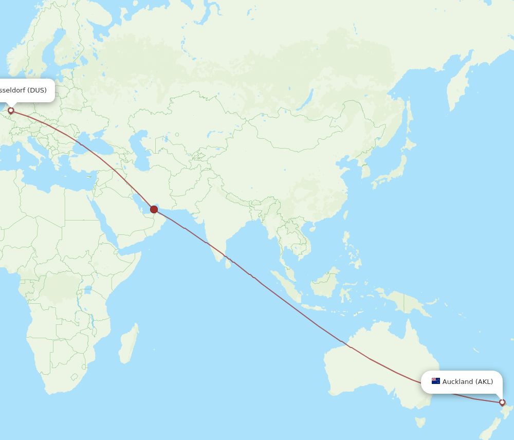 AKL-DUS flight routes