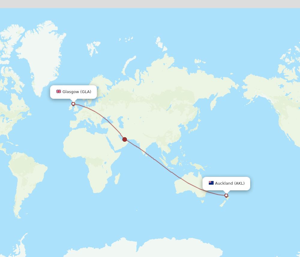 AKL to GLA flights and routes map