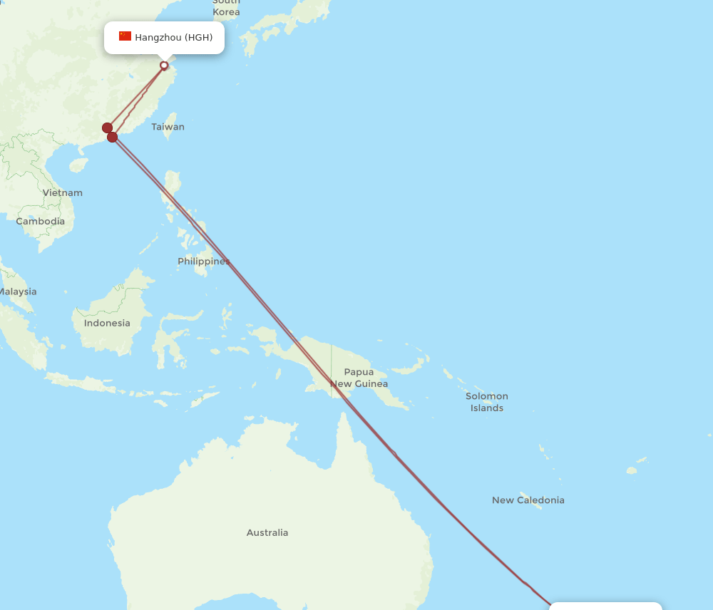 AKL-HGH flight routes