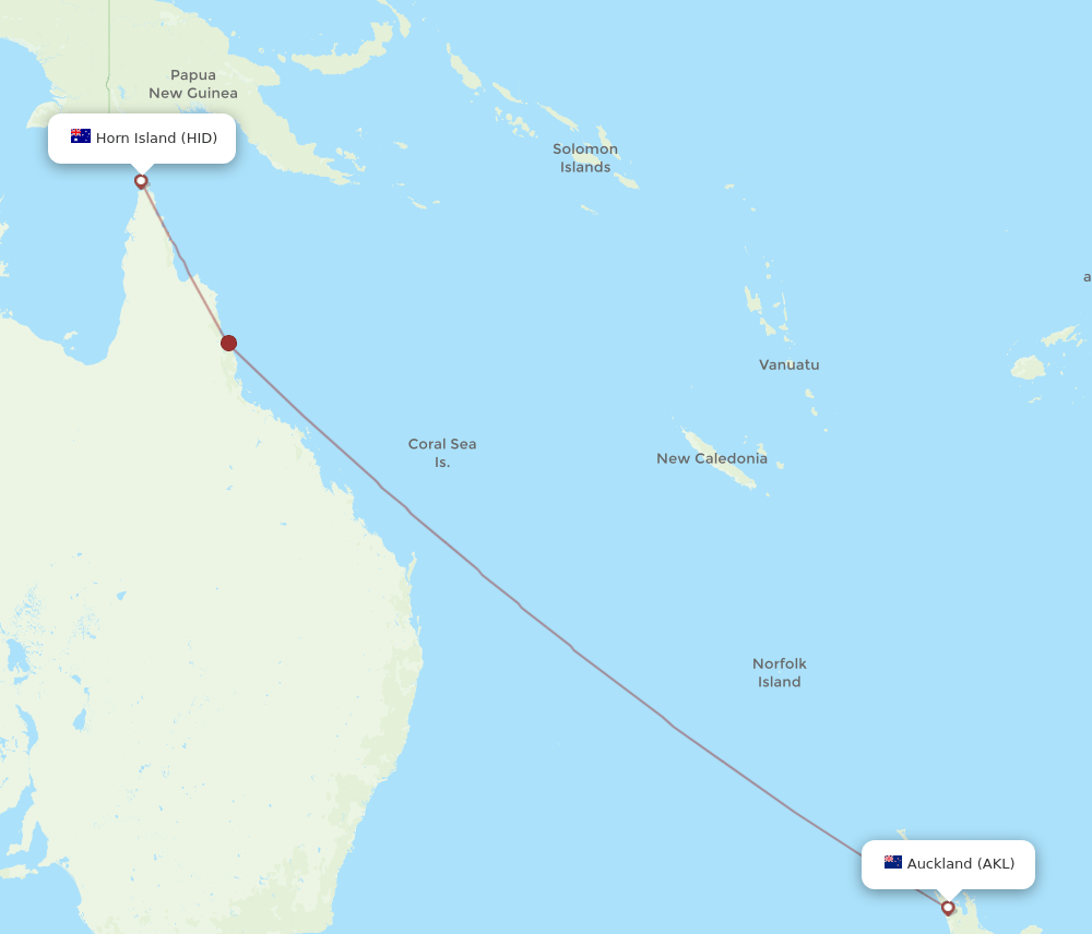 AKL-HID flight routes