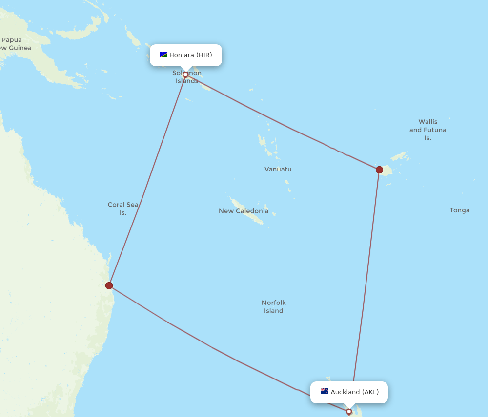 AKL-HIR flight routes