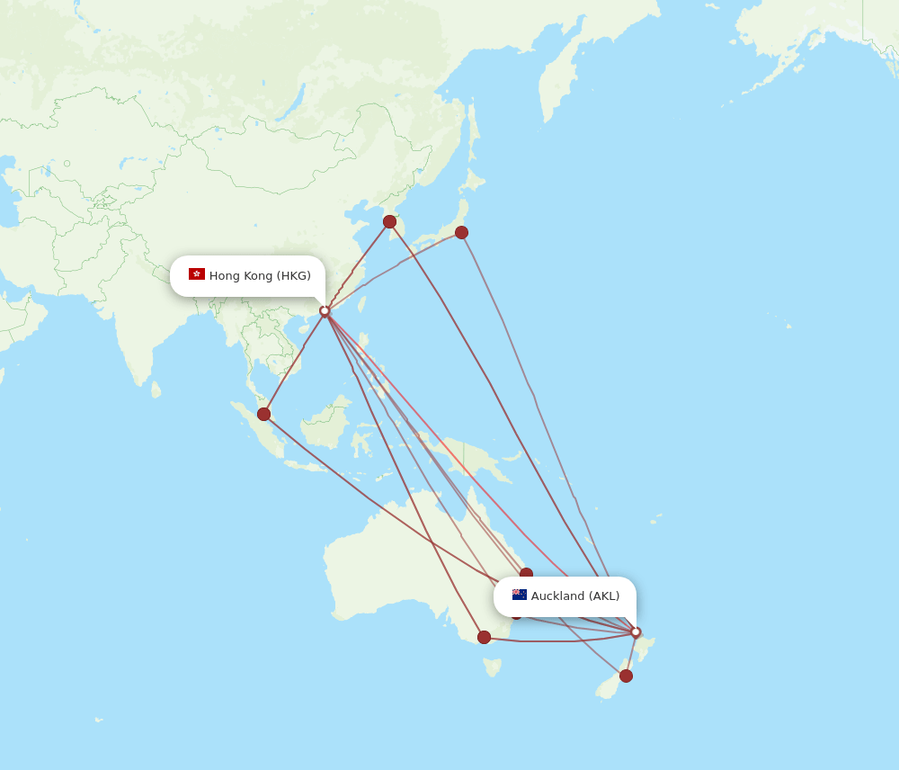 AKL to HKG flights and routes map