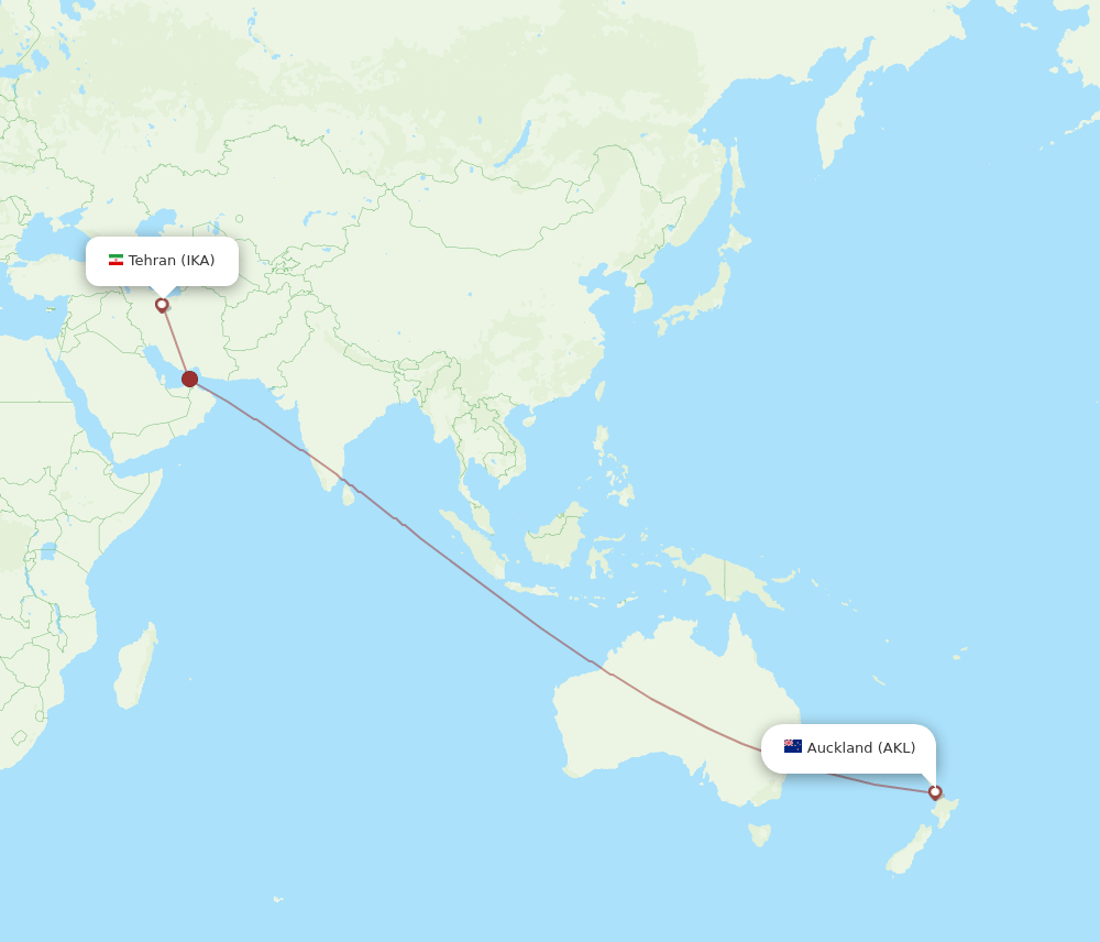 AKL to IKA flights and routes map