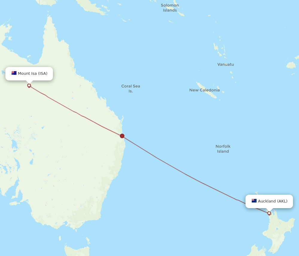 AKL-ISA flight routes