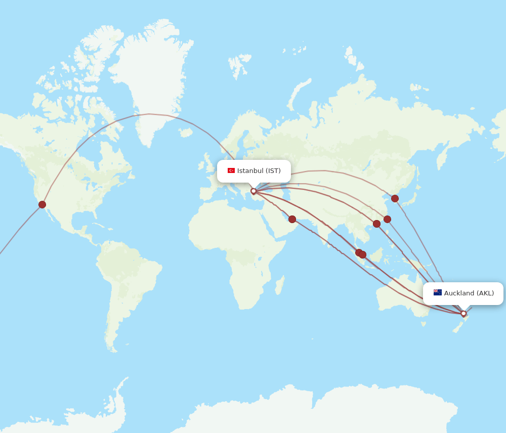AKL-IST flight routes