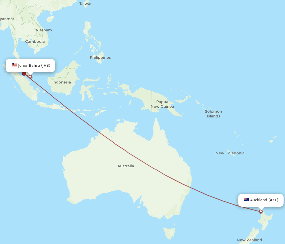 AKL-JHB flight routes