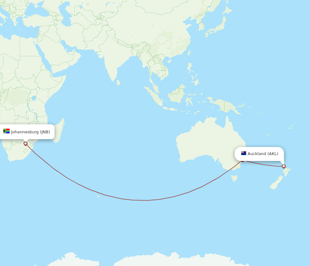 AKL-JNB flight routes