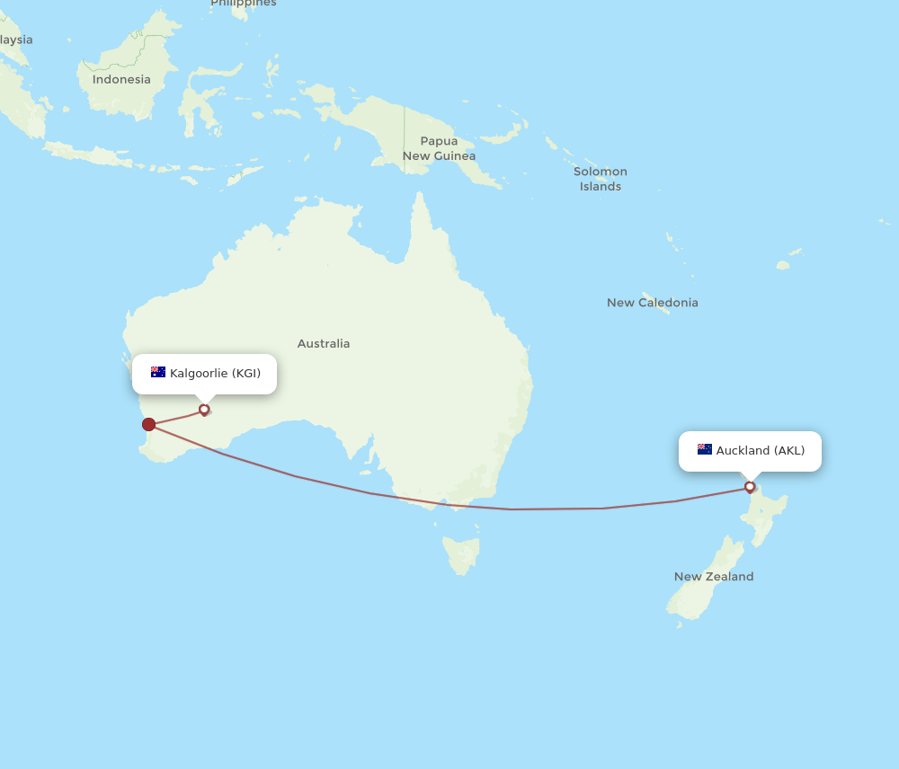AKL-KGI flight routes