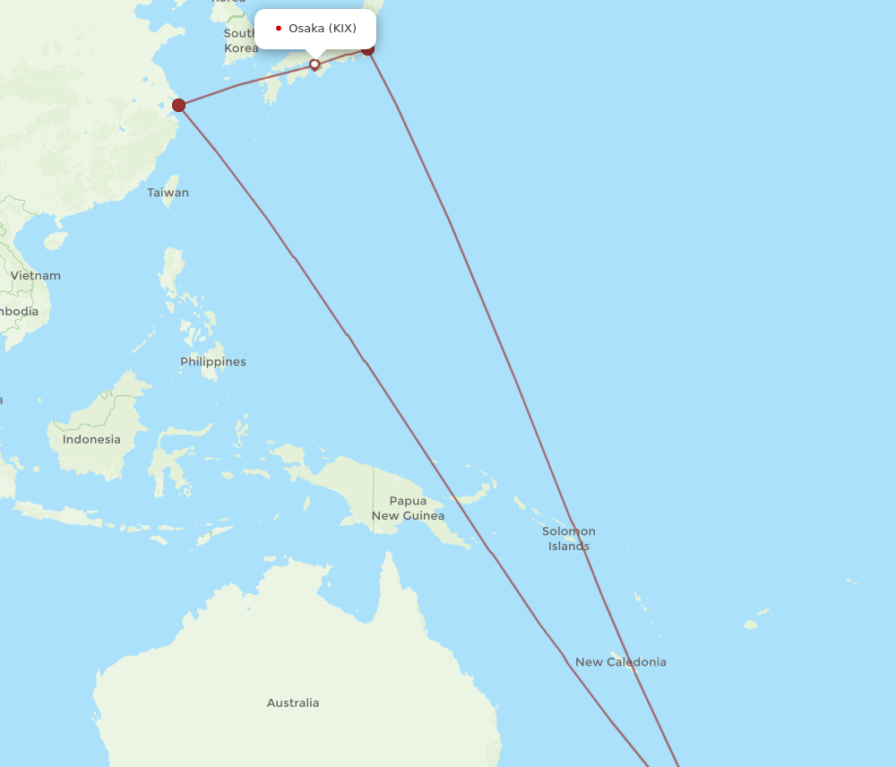 AKL-KIX flight routes