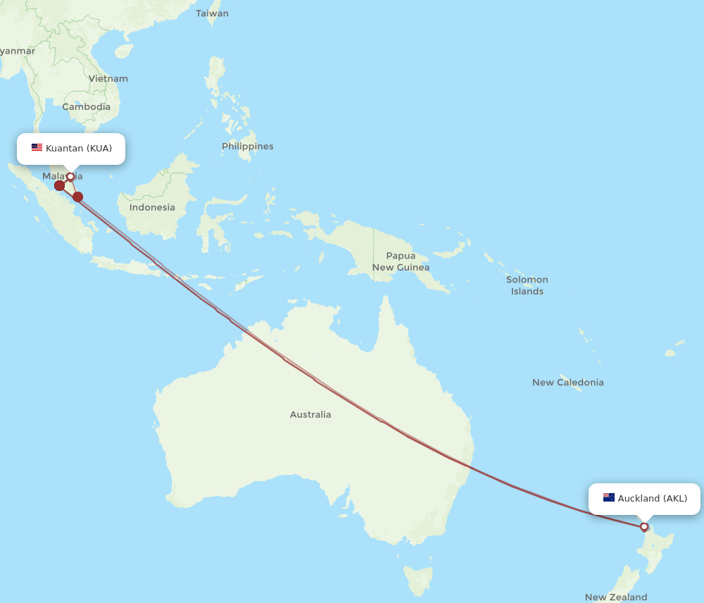 AKL-KUA flight routes