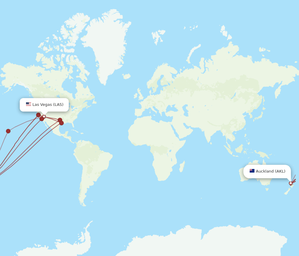 AKL to LAS flights and routes map