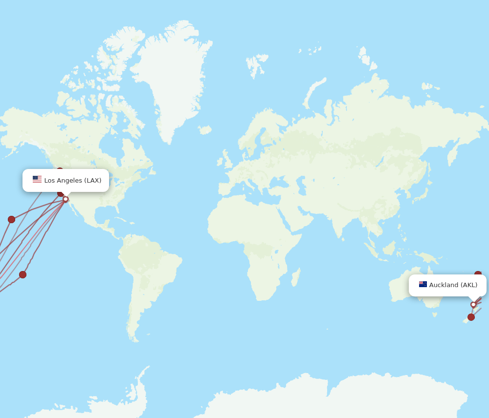 AKL-LAX flight routes