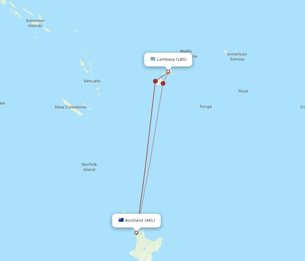 AKL-LBS flight routes
