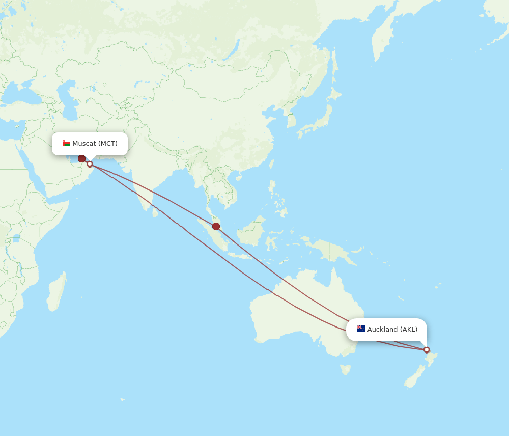 AKL-MCT flight routes