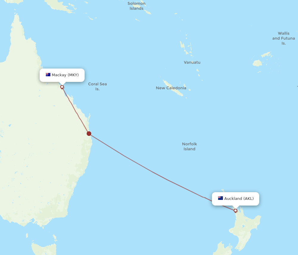 AKL-MKY flight routes